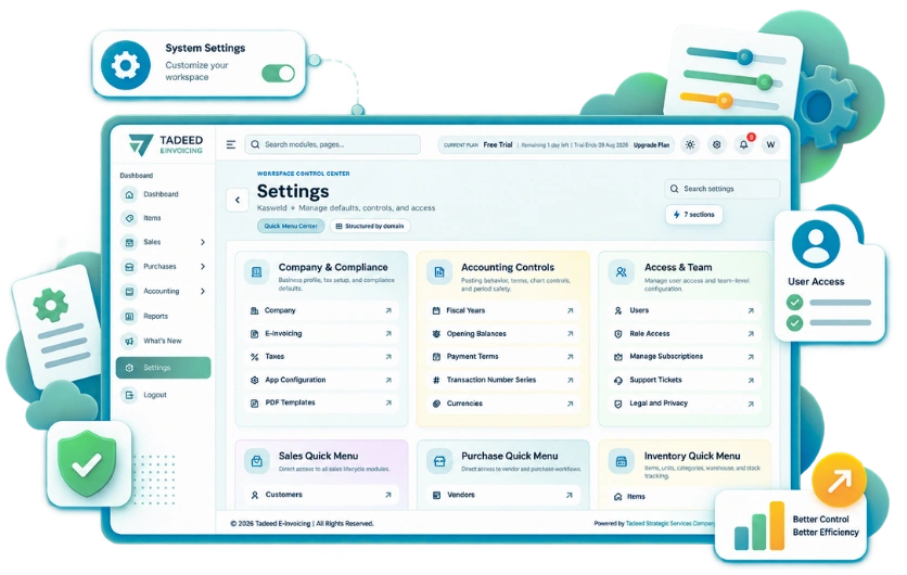 Tadeed Settings and Administration Dashboard